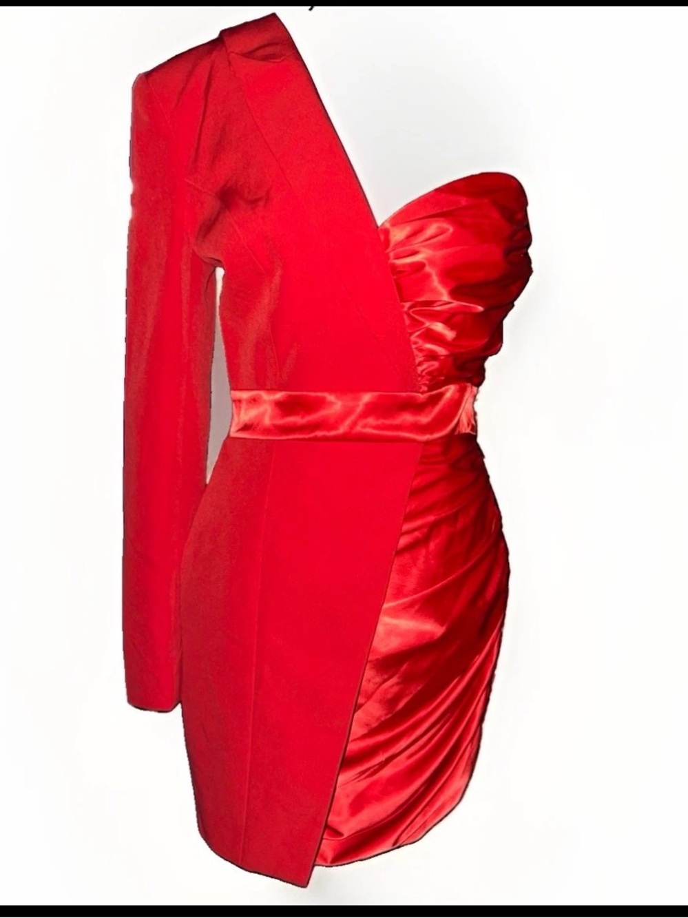 AKIRA One-Shoulder Red Satin Cocktail Dress Size Small